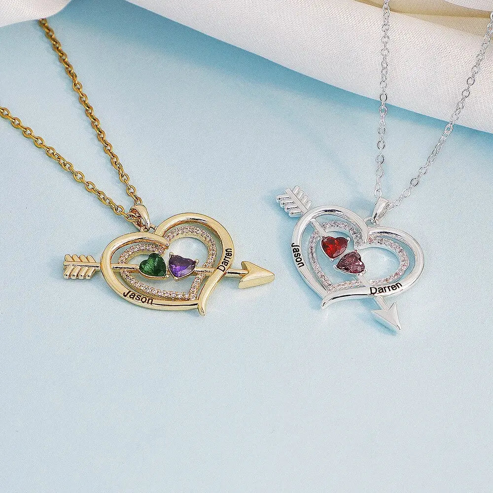 Personalized Love Heart Arrow Shape Necklace Custom Name Gold Silver Color Pendant nowadaysfashion