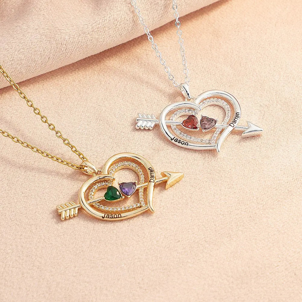 Personalized Love Heart Arrow Shape Necklace Custom Name Gold Silver Color Pendant nowadaysfashion