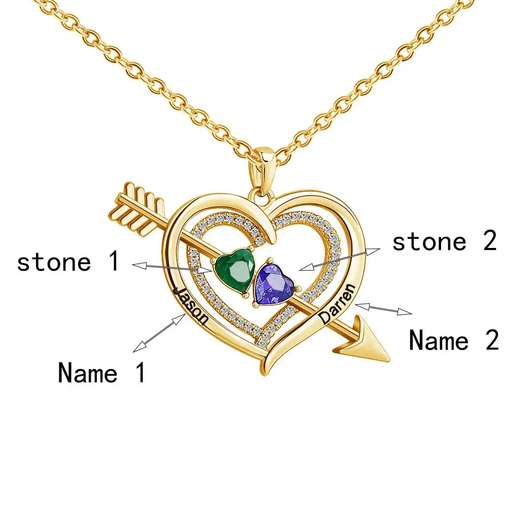 Personalized Love Heart Arrow Shape Necklace Custom Name Gold Silver Color Pendant nowadaysfashion