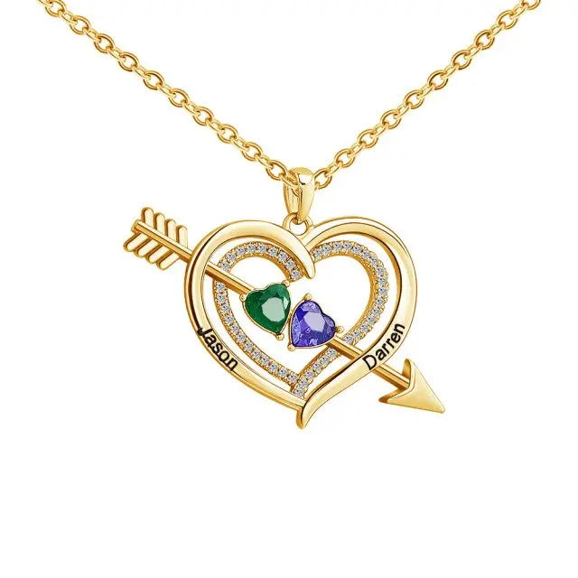 Personalized Love Heart Arrow Shape Necklace Custom Name Gold Silver Color Pendant nowadaysfashion
