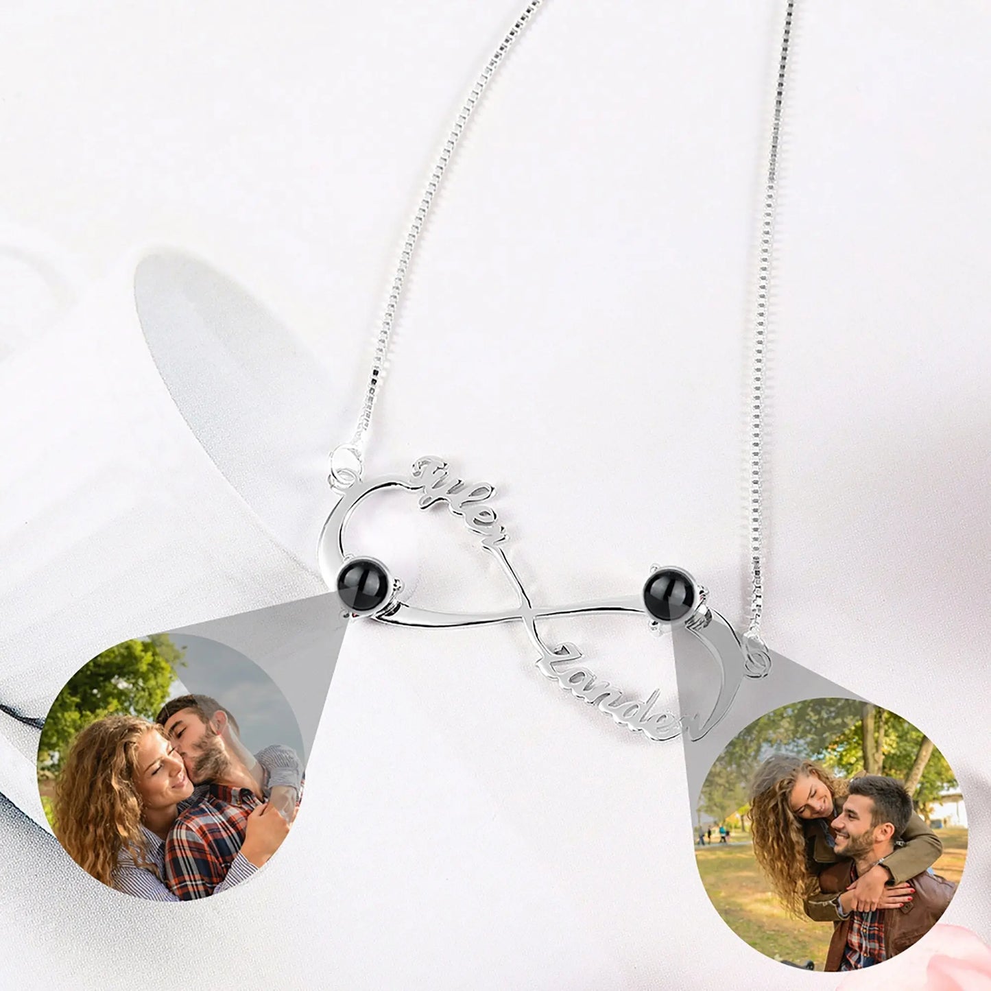 Personalized Infinity Symbol Projection Necklace For Women Customize Name Photo Pendant nowadaysfashion