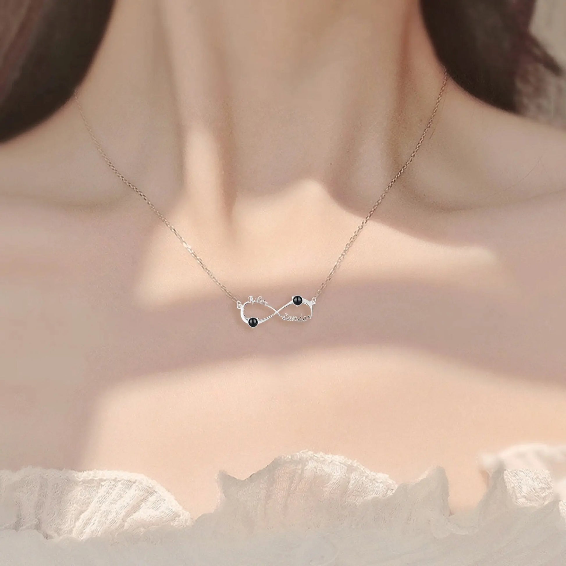 Personalized Infinity Symbol Projection Necklace For Women Customize Name Photo Pendant nowadaysfashion