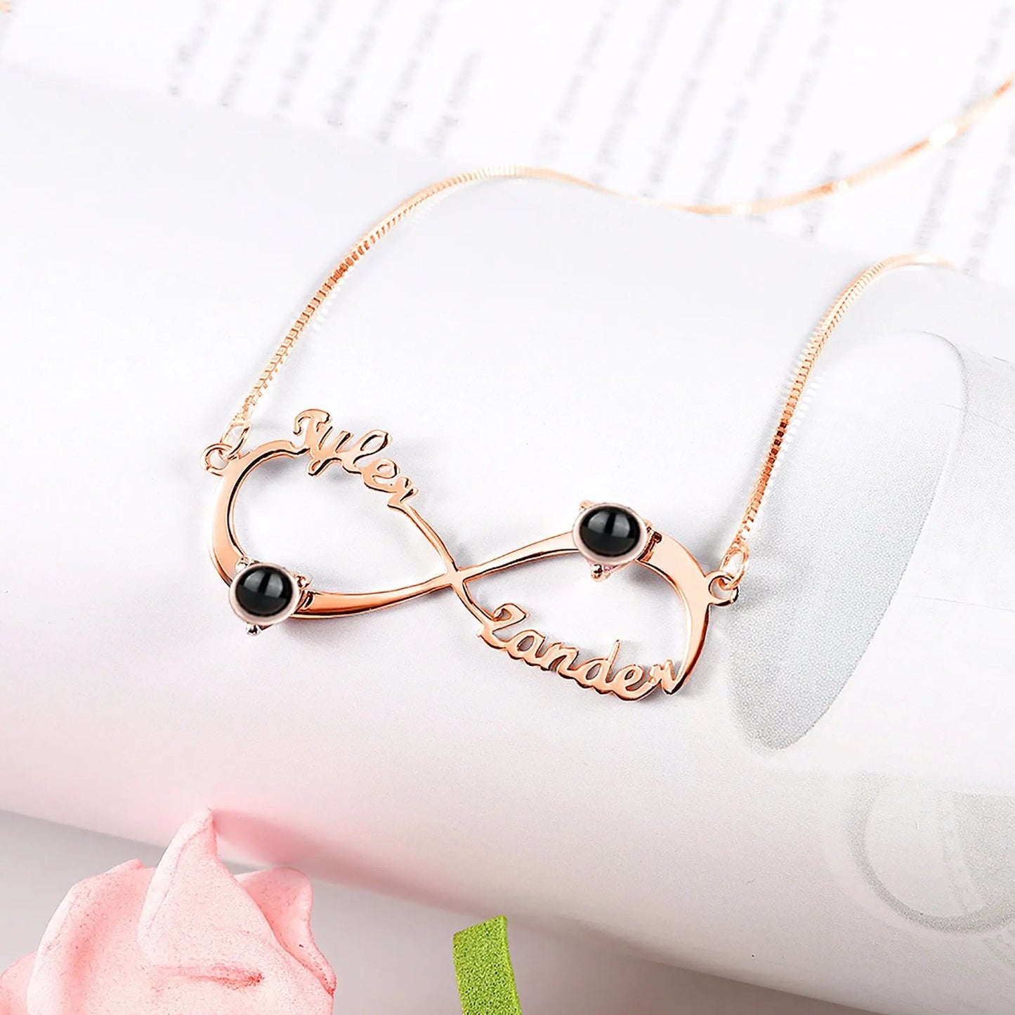 Personalized Infinity Symbol Projection Necklace For Women Customize Name Photo Pendant nowadaysfashion
