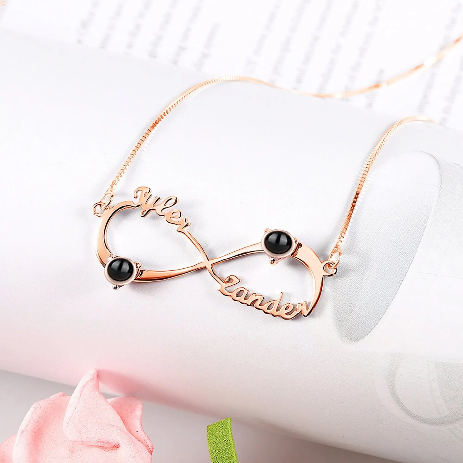 Personalized Infinity Symbol Projection Necklace For Women Customize Name Photo Pendant nowadaysfashion
