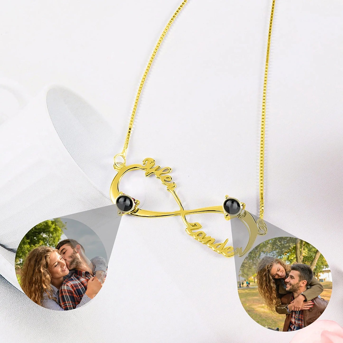 Personalized Infinity Symbol Projection Necklace For Women Customize Name Photo Pendant nowadaysfashion