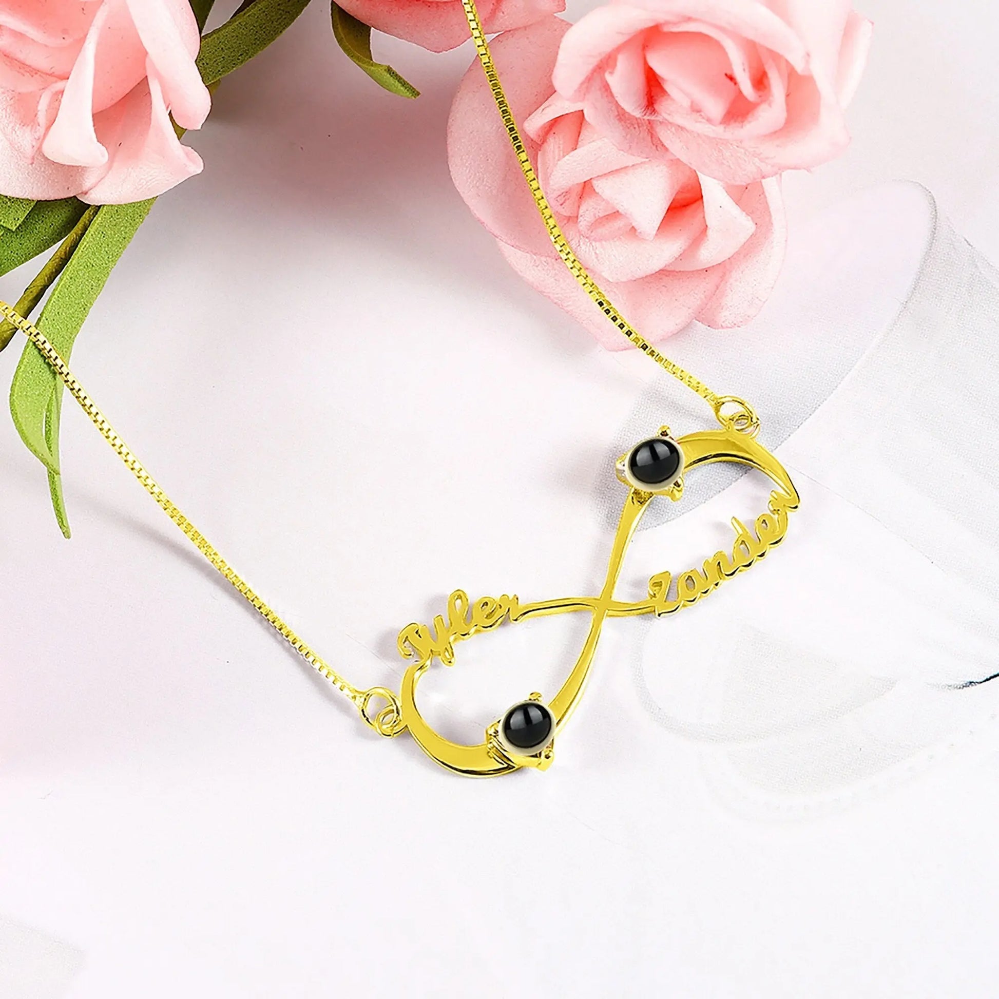 Personalized Infinity Symbol Projection Necklace For Women Customize Name Photo Pendant nowadaysfashion