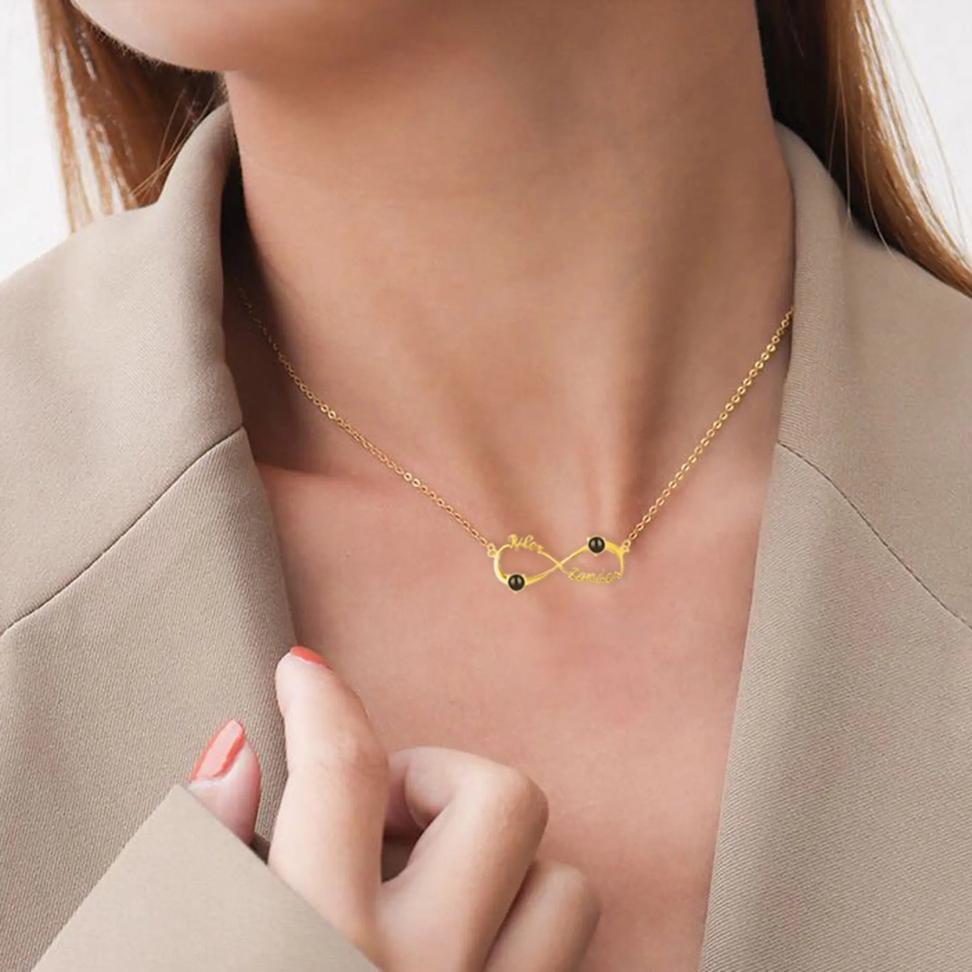 Personalized Infinity Symbol Projection Necklace For Women Customize Name Photo Pendant nowadaysfashion