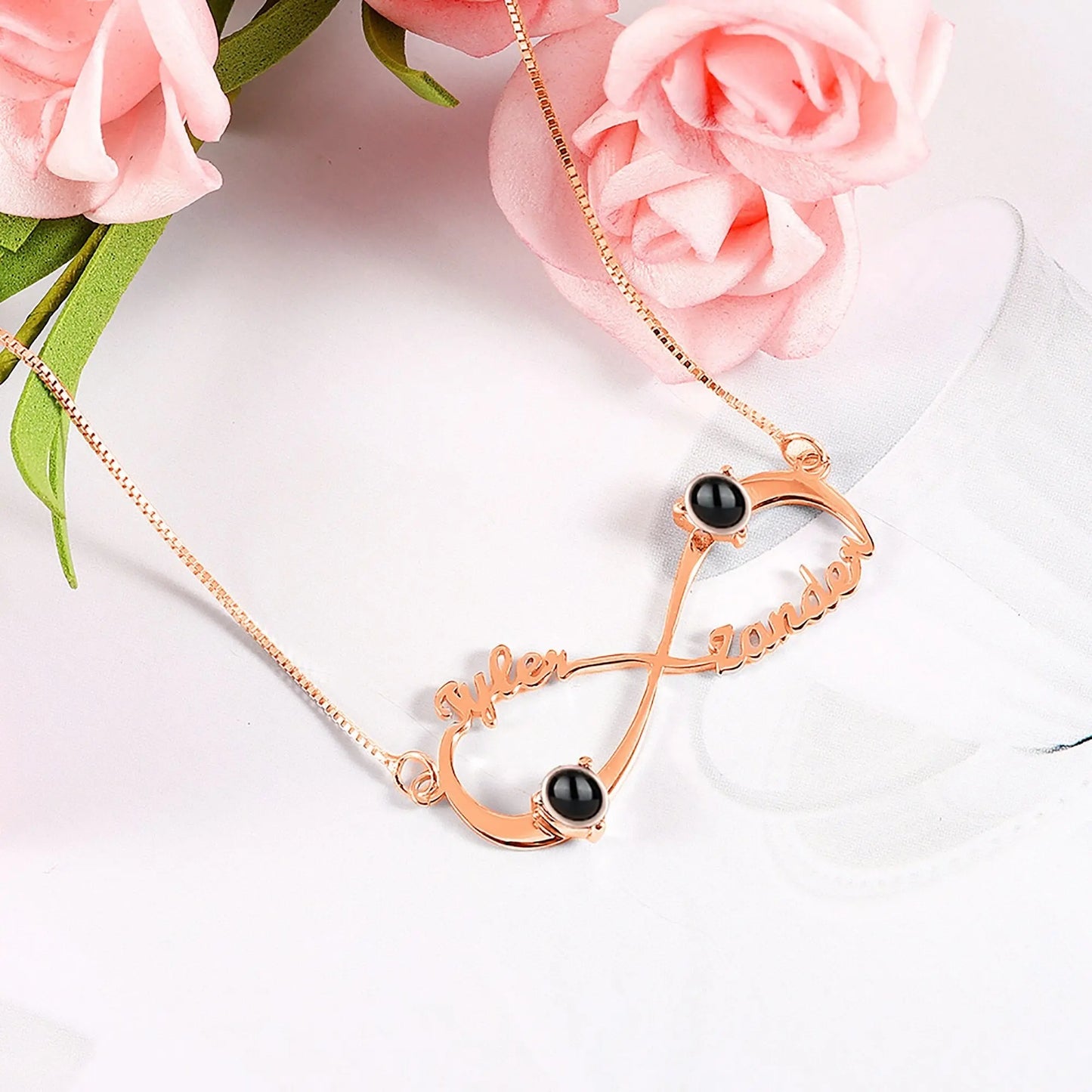 Personalized Infinity Symbol Projection Necklace For Women Customize Name Photo Pendant nowadaysfashion