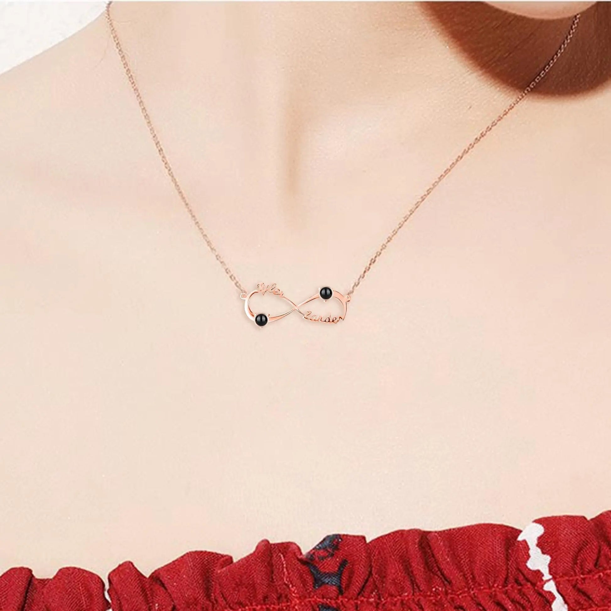 Personalized Infinity Symbol Projection Necklace For Women Customize Name Photo Pendant nowadaysfashion