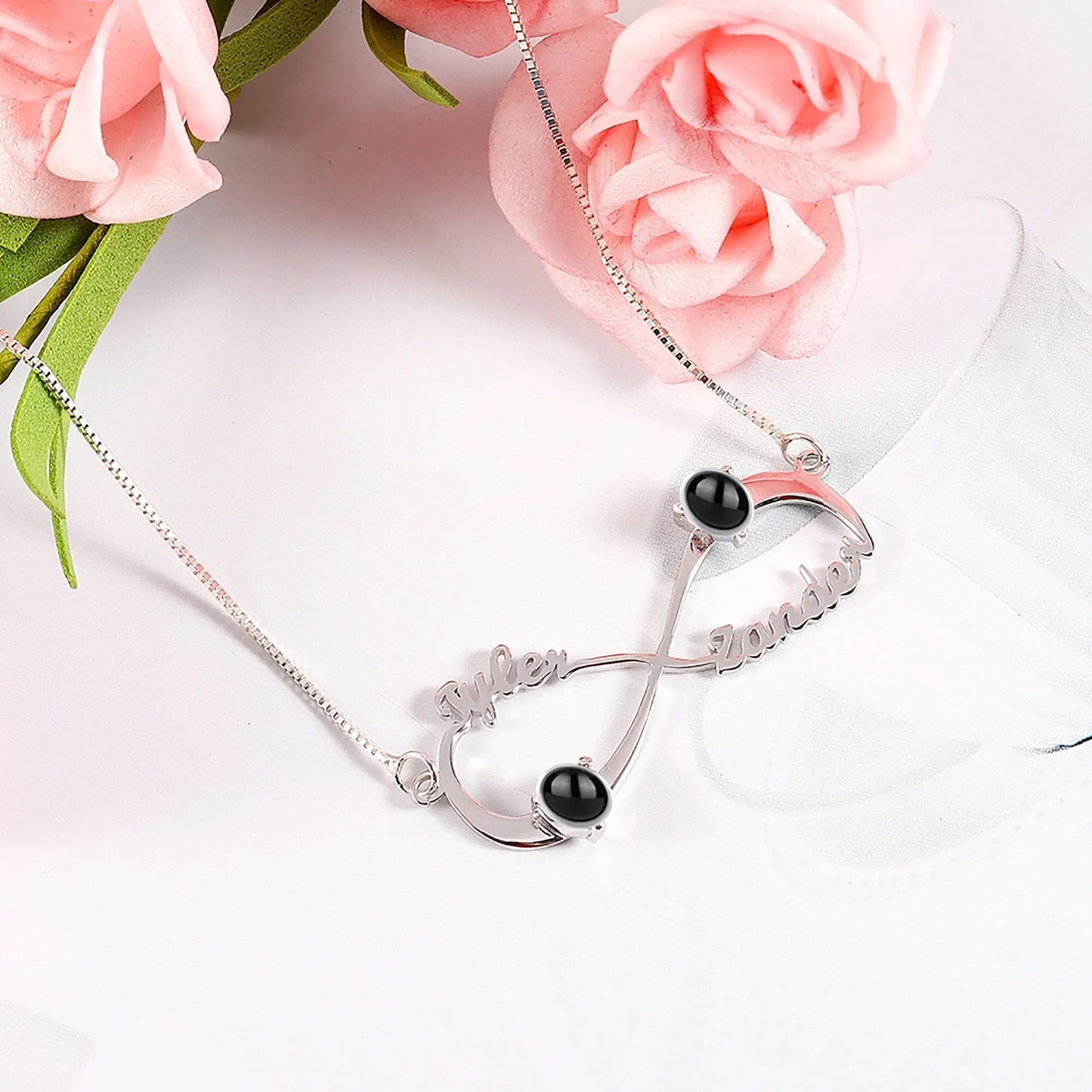 Personalized Infinity Symbol Projection Necklace For Women Customize Name Photo Pendant nowadaysfashion