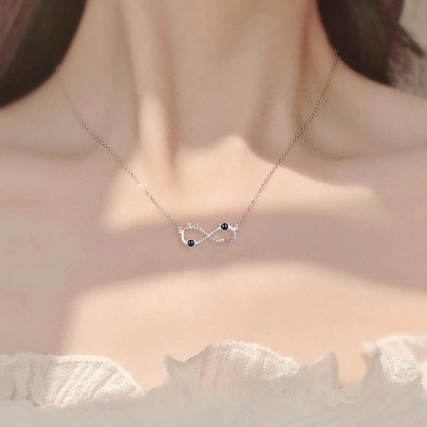 Personalized Infinity Symbol Projection Necklace For Women Customize Name Photo Pendant nowadaysfashion