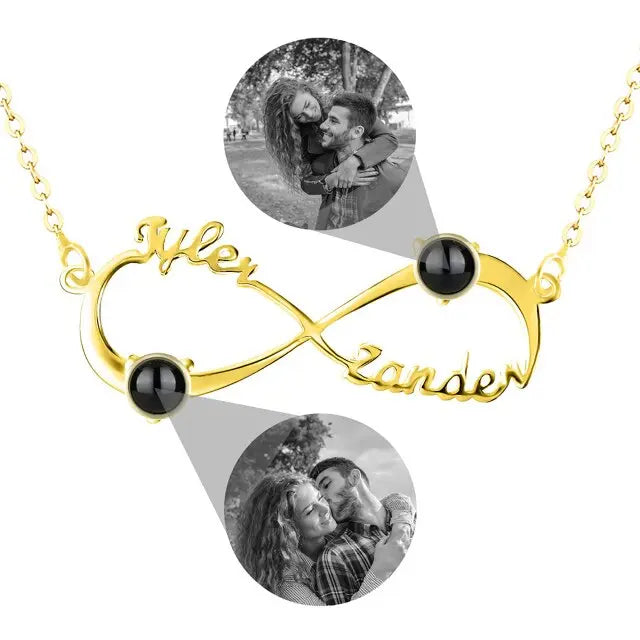 Personalized Infinity Symbol Projection Necklace For Women Customize Name Photo Pendant nowadaysfashion
