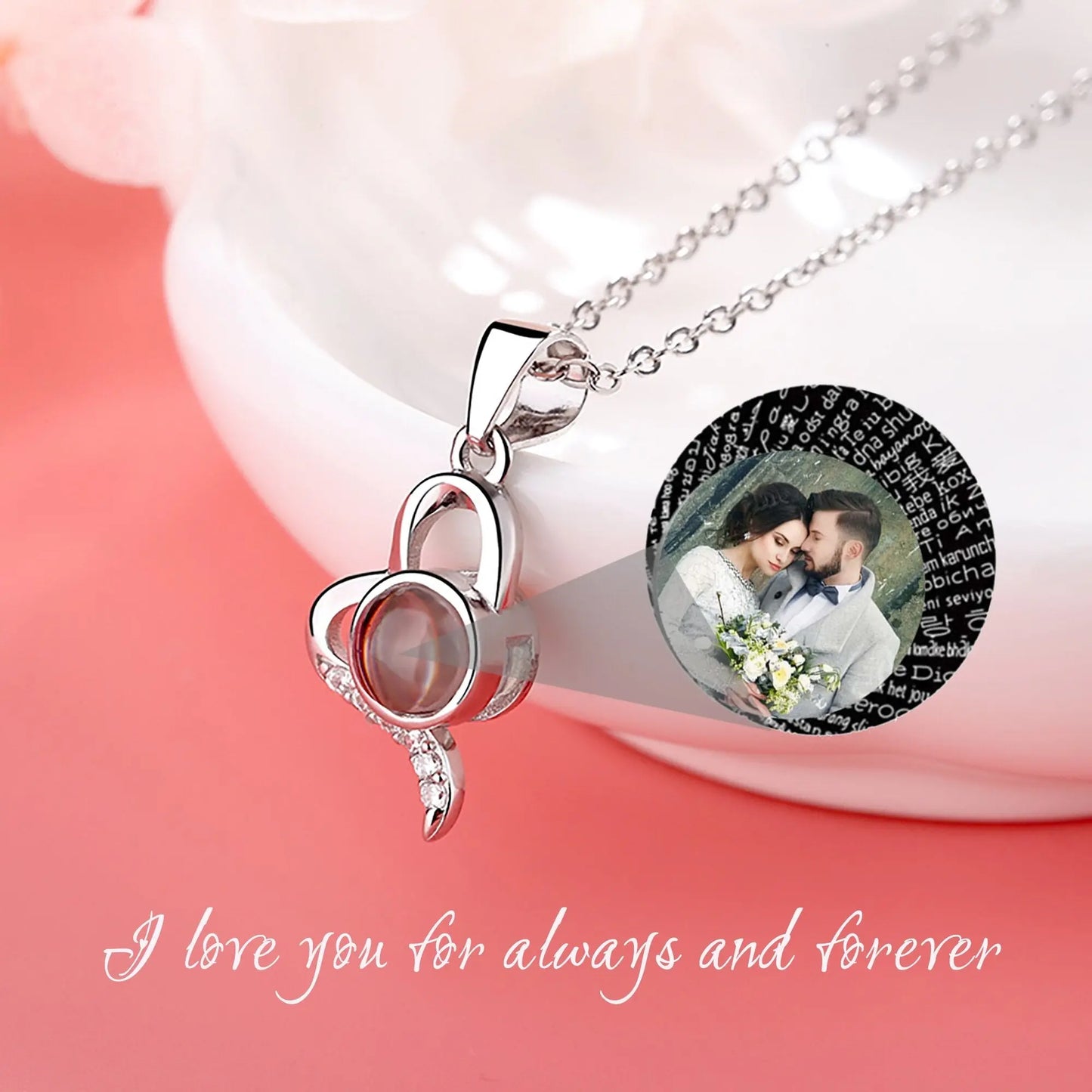 Custom Irregular Heart Pendant Personalized Photo Name Creative Gift Projection Necklace nowadaysfashion