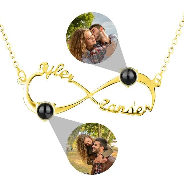 Personalized Infinity Symbol Projection Necklace For Women Customize Name Photo Pendant nowadaysfashion