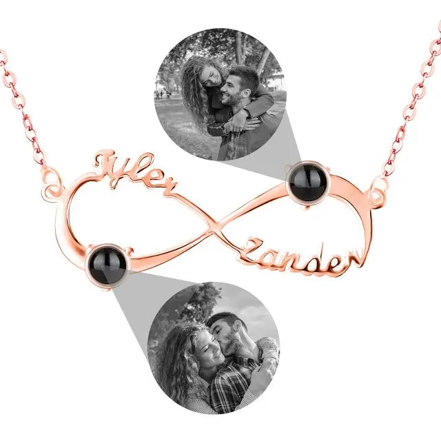 Personalized Infinity Symbol Projection Necklace For Women Customize Name Photo Pendant nowadaysfashion