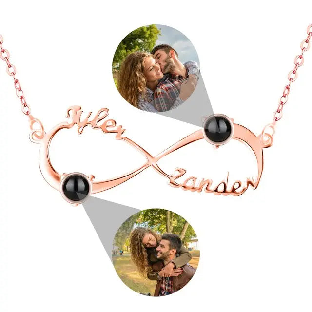 Personalized Infinity Symbol Projection Necklace For Women Customize Name Photo Pendant nowadaysfashion