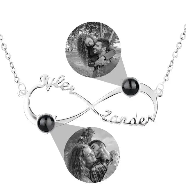 Personalized Infinity Symbol Projection Necklace For Women Customize Name Photo Pendant nowadaysfashion