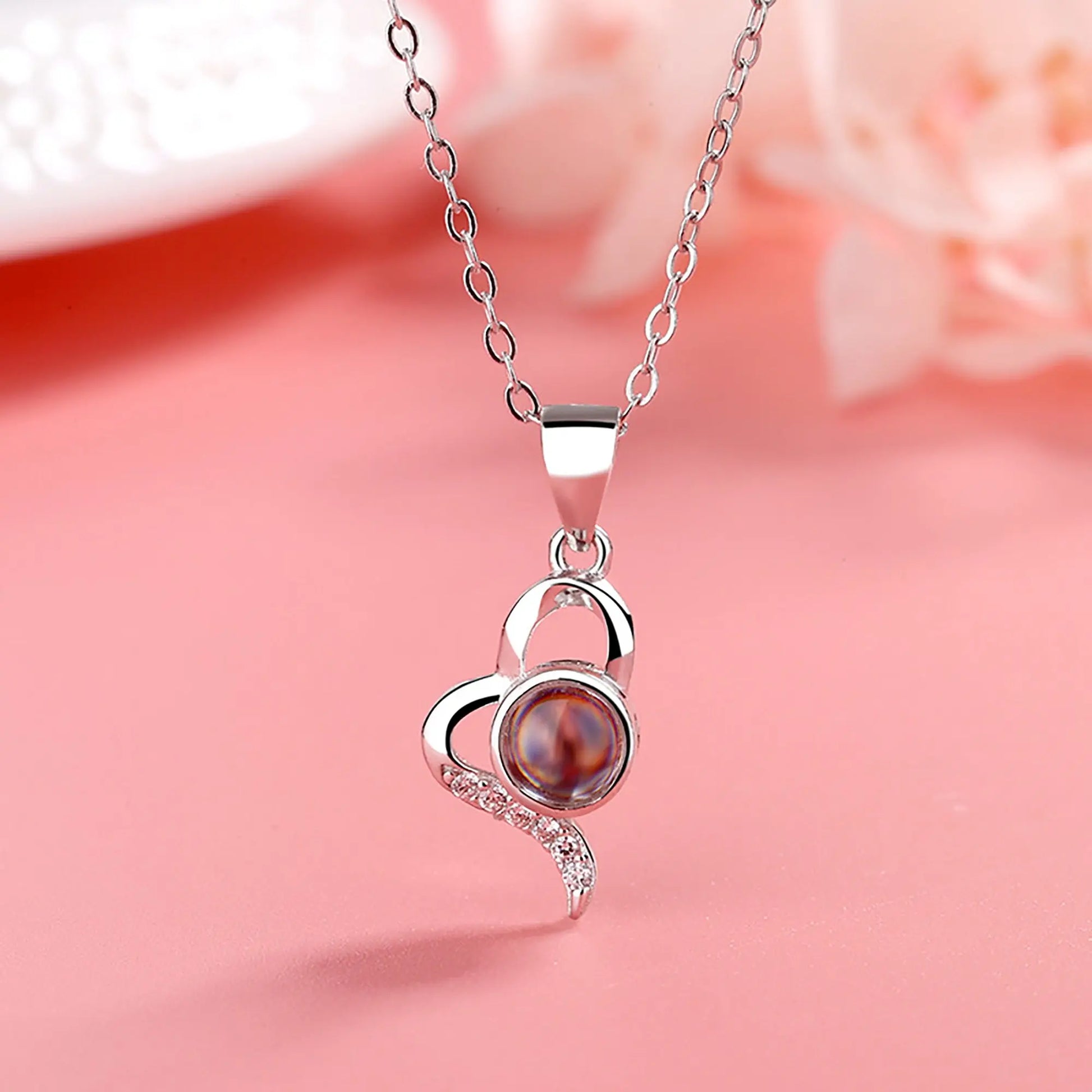 Custom Irregular Heart Pendant Personalized Photo Name Creative Gift Projection Necklace nowadaysfashion
