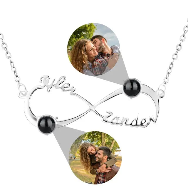 Personalized Infinity Symbol Projection Necklace For Women Customize Name Photo Pendant nowadaysfashion