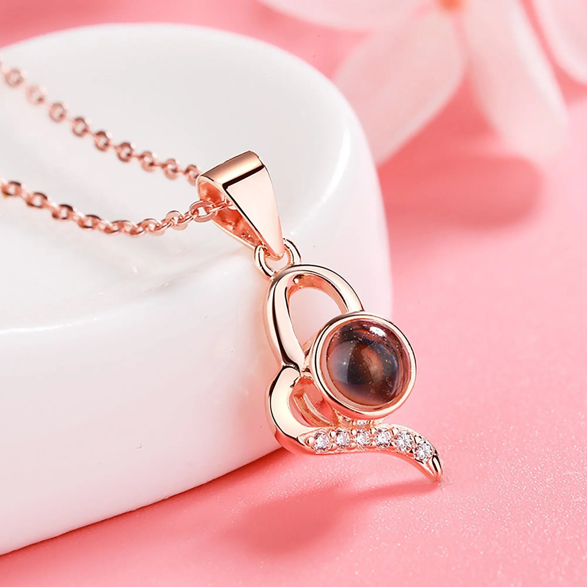 Custom Irregular Heart Pendant Personalized Photo Name Creative Gift Projection Necklace nowadaysfashion