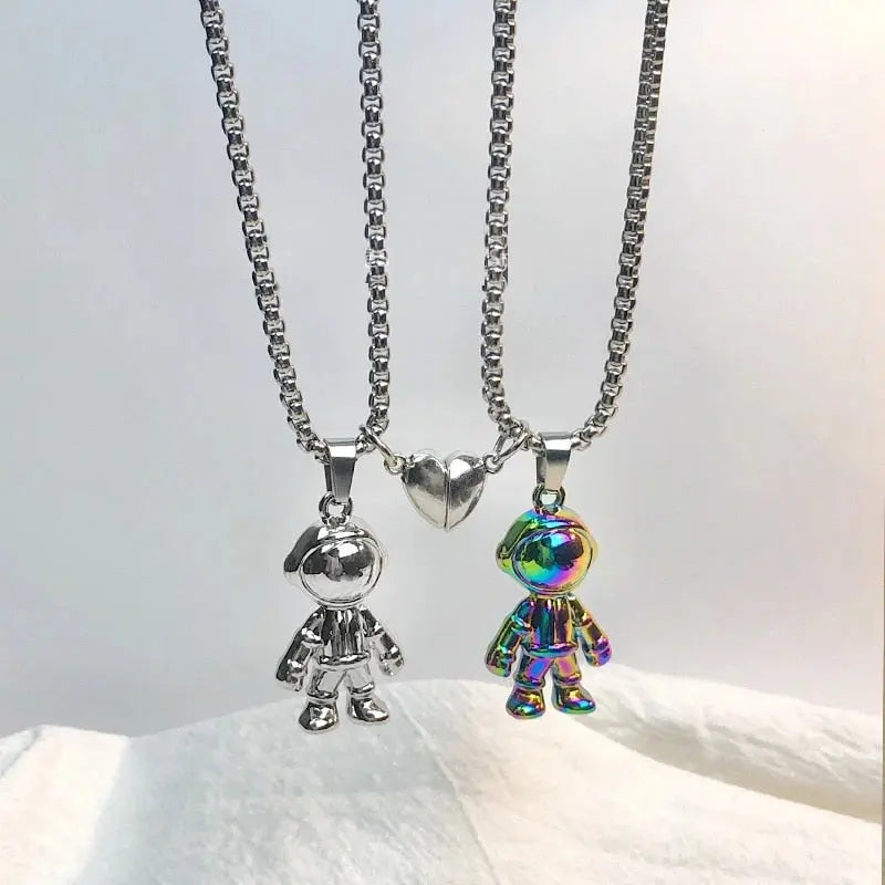 2pc/set Magnet Attracts Couple Necklace Spaceman Charm Jewelry Lover Distance Gift nowadaysfashion