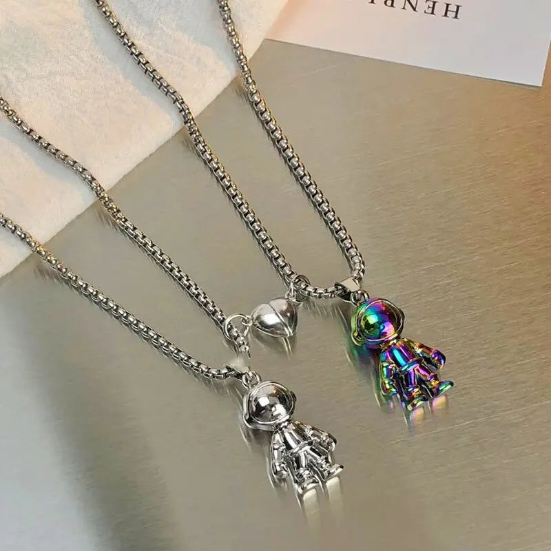 2pc/set Magnet Attracts Couple Necklace Spaceman Charm Jewelry Lover Distance Gift nowadaysfashion