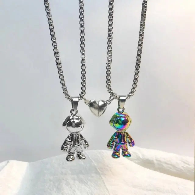 2pc/set Magnet Attracts Couple Necklace Spaceman Charm Jewelry Lover Distance Gift nowadaysfashion