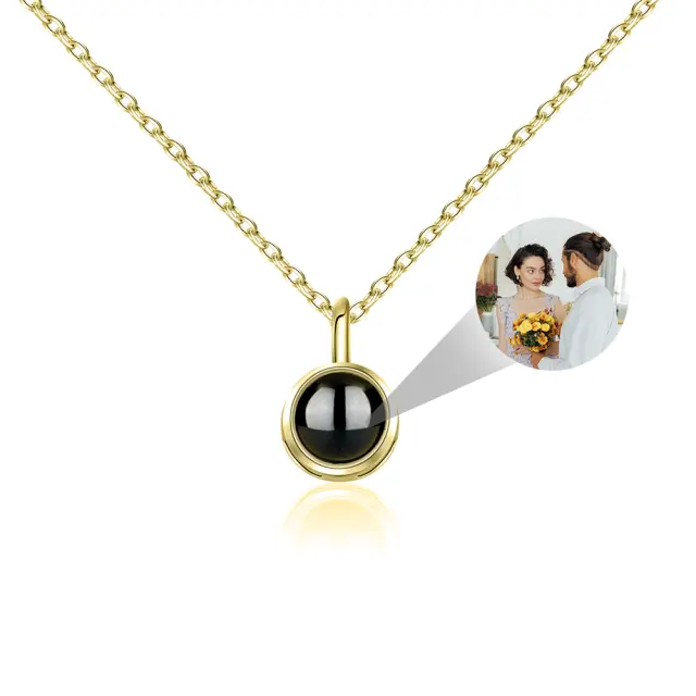 Personalized Color Photo Projection Necklace Basic Style Round Pendant Simple Custom Necklaces nowadaysfashion