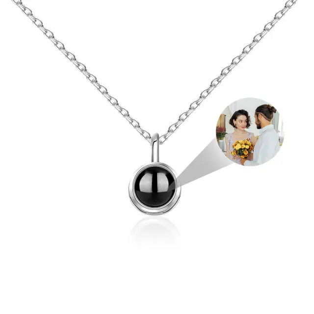 Personalized Color Photo Projection Necklace Basic Style Round Pendant Simple Custom Necklaces nowadaysfashion