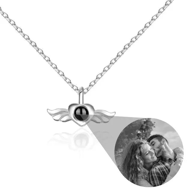 Personalized Heart Wing Projection Pendant Custom Photo Necklace nowadaysfashion