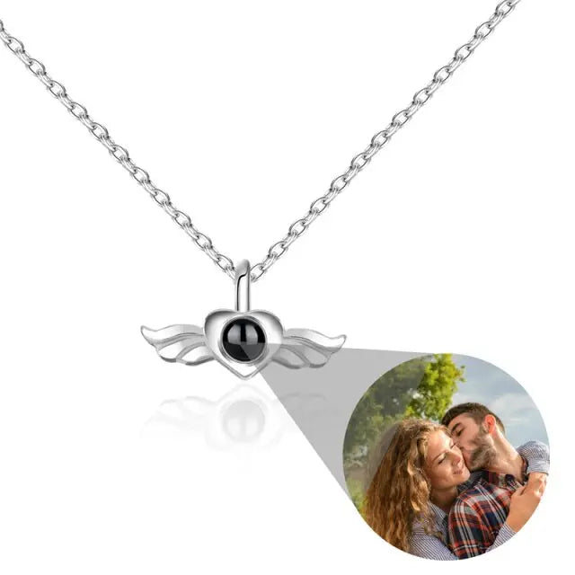 Personalized Heart Wing Projection Pendant Custom Photo Necklace nowadaysfashion