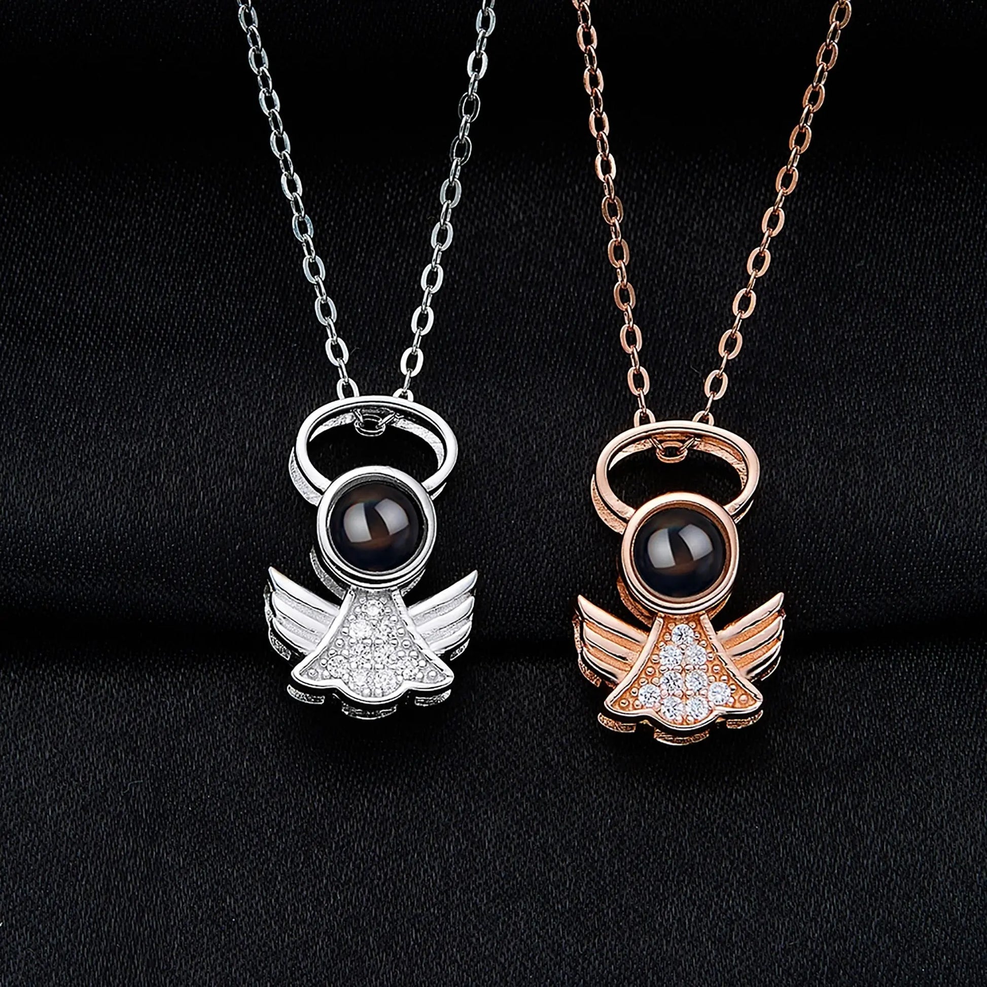 Personalized Angel Necklace With Wings Custom Projection Name Photo Pendant Necklaces nowadaysfashion