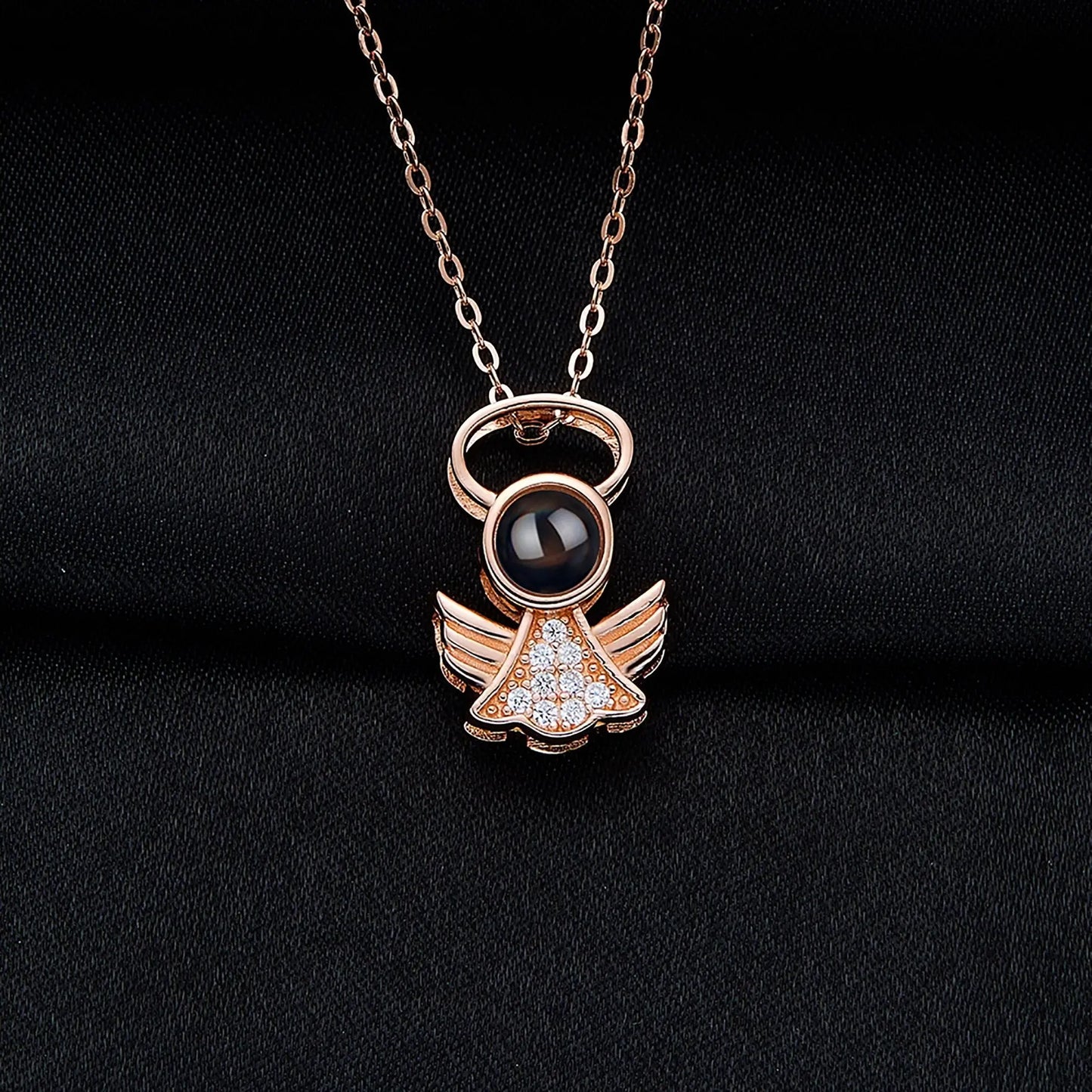 Personalized Angel Necklace With Wings Custom Projection Name Photo Pendant Necklaces nowadaysfashion