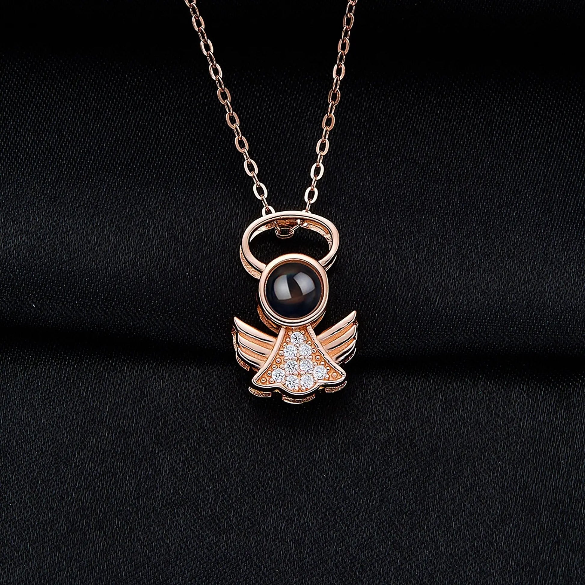 Personalized Angel Necklace With Wings Custom Projection Name Photo Pendant Necklaces nowadaysfashion