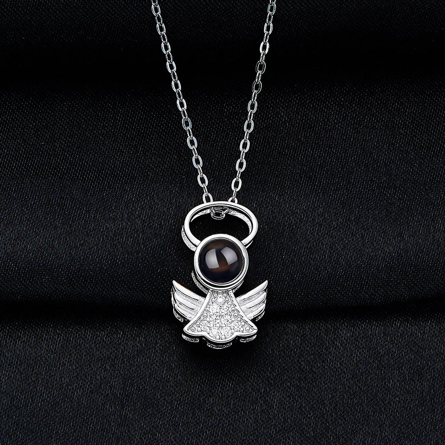 Personalized Angel Necklace With Wings Custom Projection Name Photo Pendant Necklaces nowadaysfashion