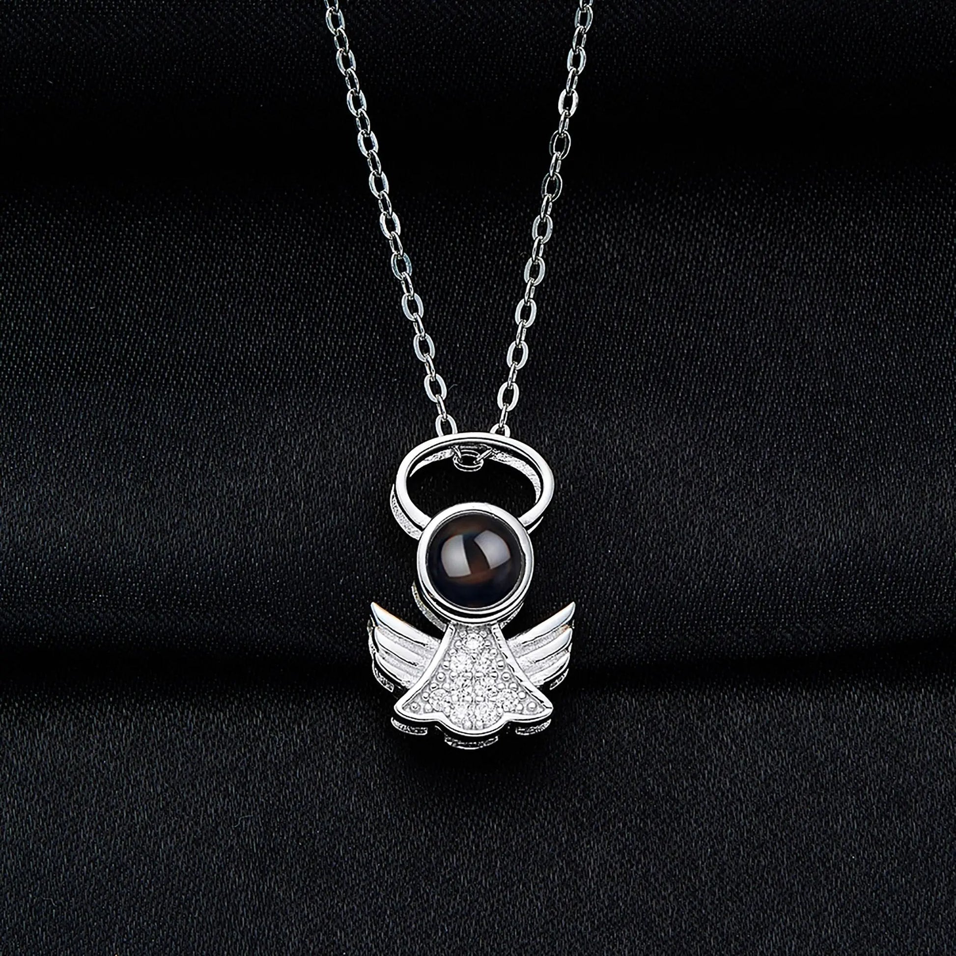 Personalized Angel Necklace With Wings Custom Projection Name Photo Pendant Necklaces nowadaysfashion