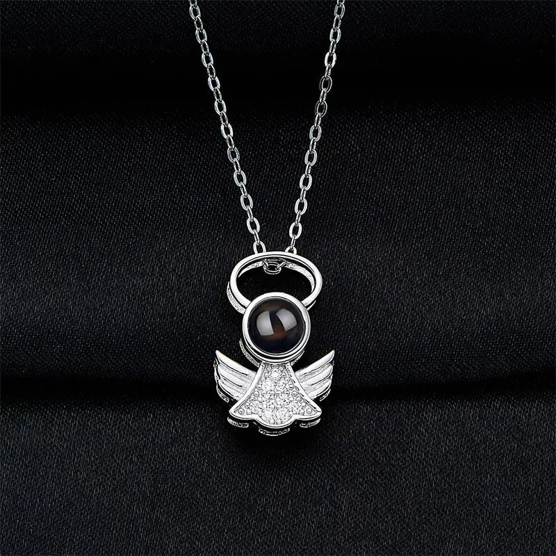 Personalized Angel Necklace With Wings Custom Projection Name Photo Pendant Necklaces nowadaysfashion
