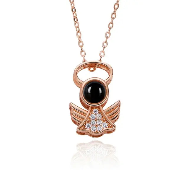 Personalized Angel Necklace With Wings Custom Projection Name Photo Pendant Necklaces nowadaysfashion