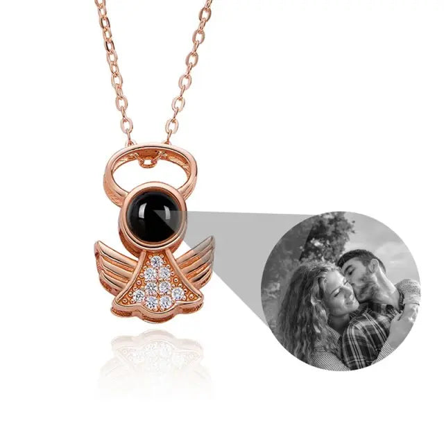 Personalized Angel Necklace With Wings Custom Projection Name Photo Pendant Necklaces nowadaysfashion