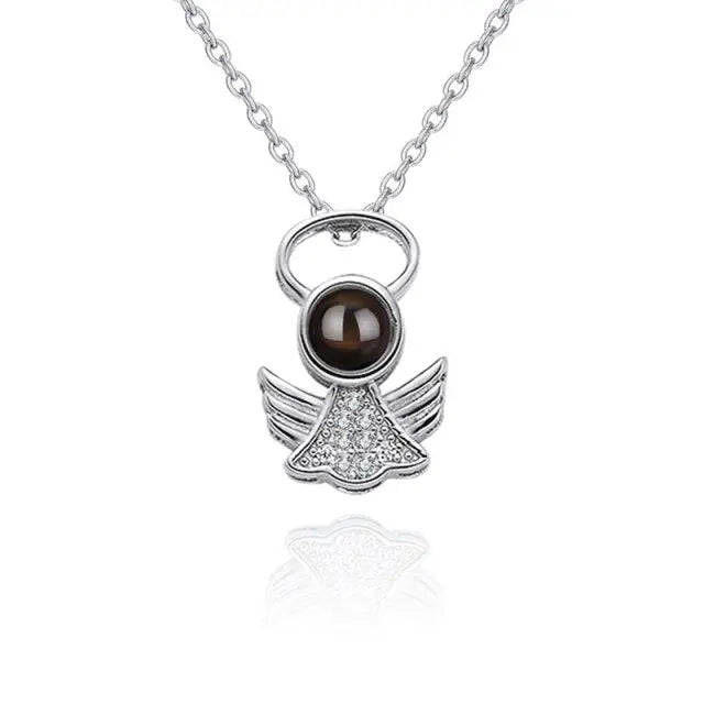 Personalized Angel Necklace With Wings Custom Projection Name Photo Pendant Necklaces nowadaysfashion