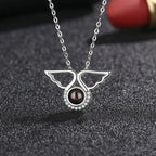 Custom Angel Wing Round Projection Necklace Personalized Photo Projection Name Necklaces nowadaysfashion