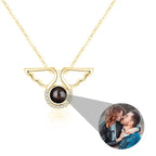 Custom Angel Wing Round Projection Necklace Personalized Photo Projection Name Necklaces nowadaysfashion