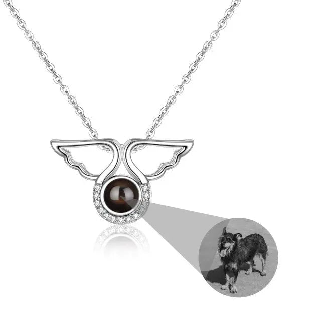 Custom Angel Wing Round Projection Necklace Personalized Photo Projection Name Necklaces nowadaysfashion