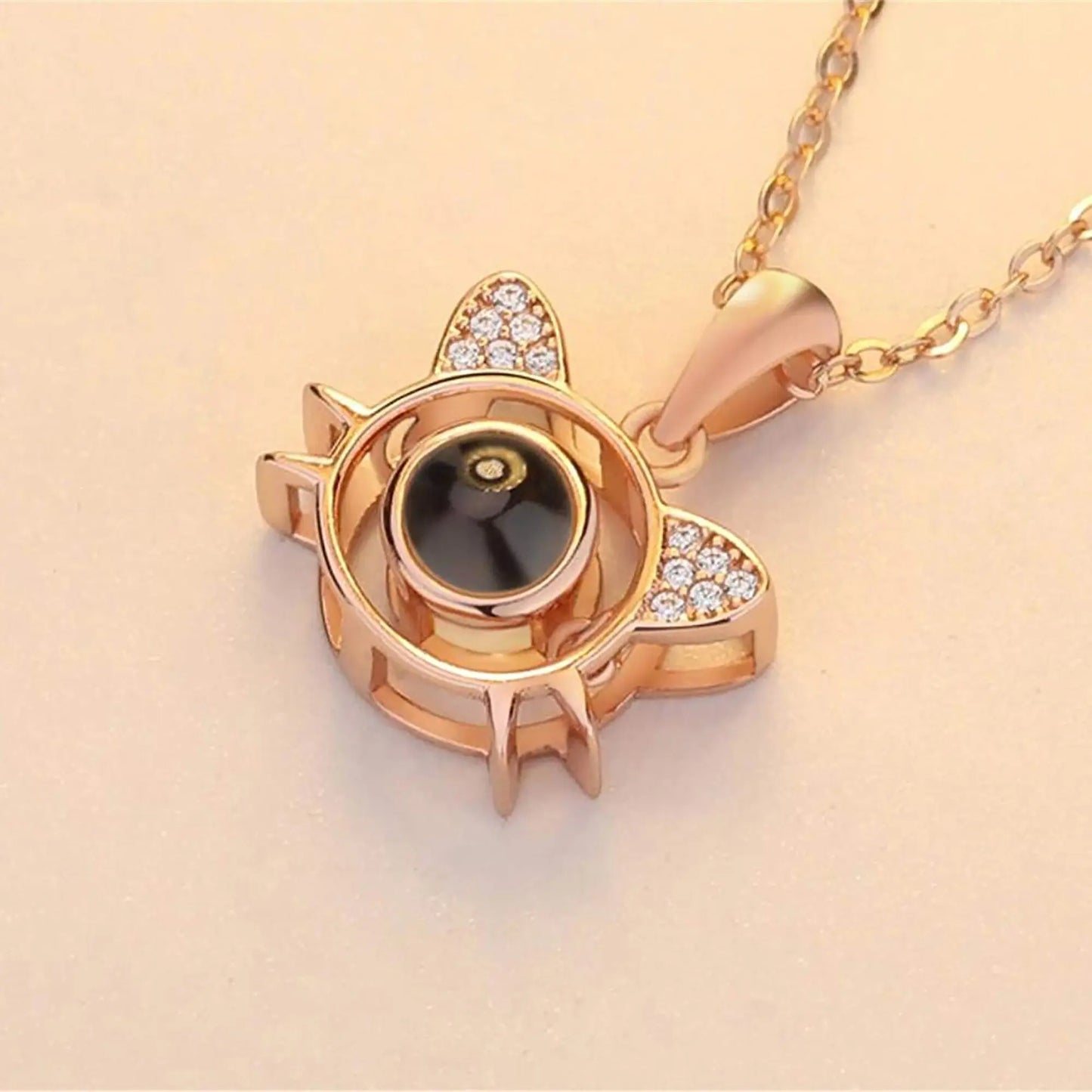 Cute Cat Shaped Projection Pendant Personalized Custom Photo Name Necklace nowadaysfashion