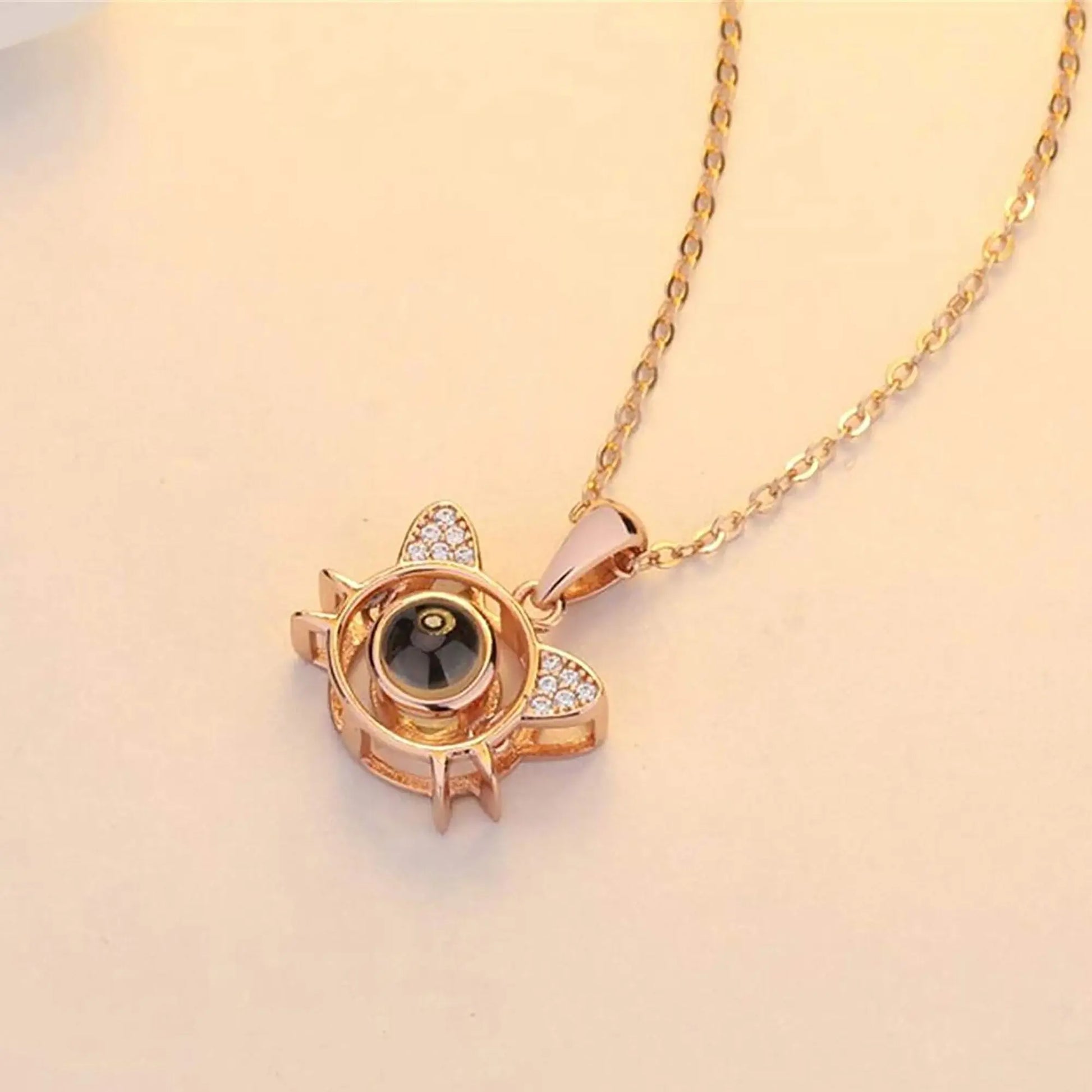 Cute Cat Shaped Projection Pendant Personalized Custom Photo Name Necklace nowadaysfashion