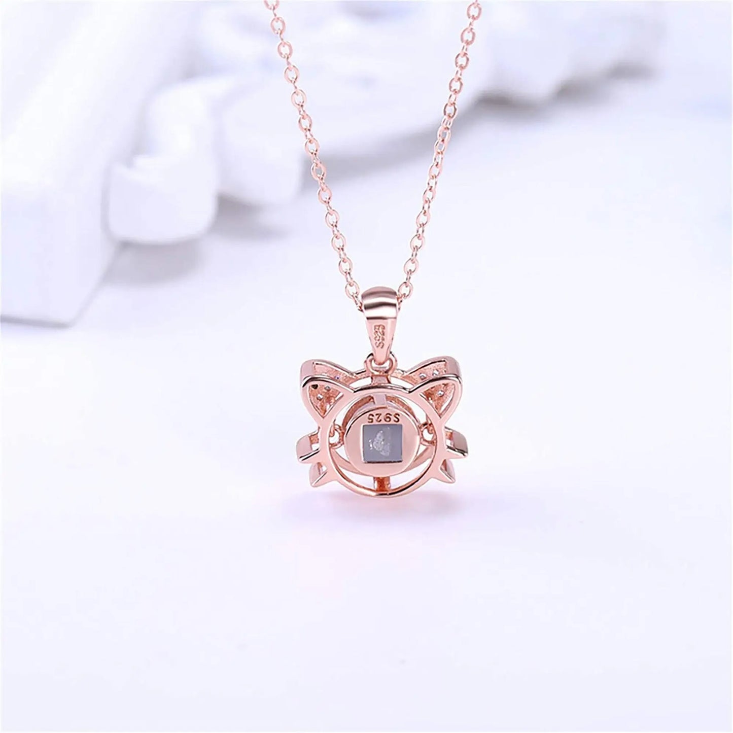 Cute Cat Shaped Projection Pendant Personalized Custom Photo Name Necklace nowadaysfashion