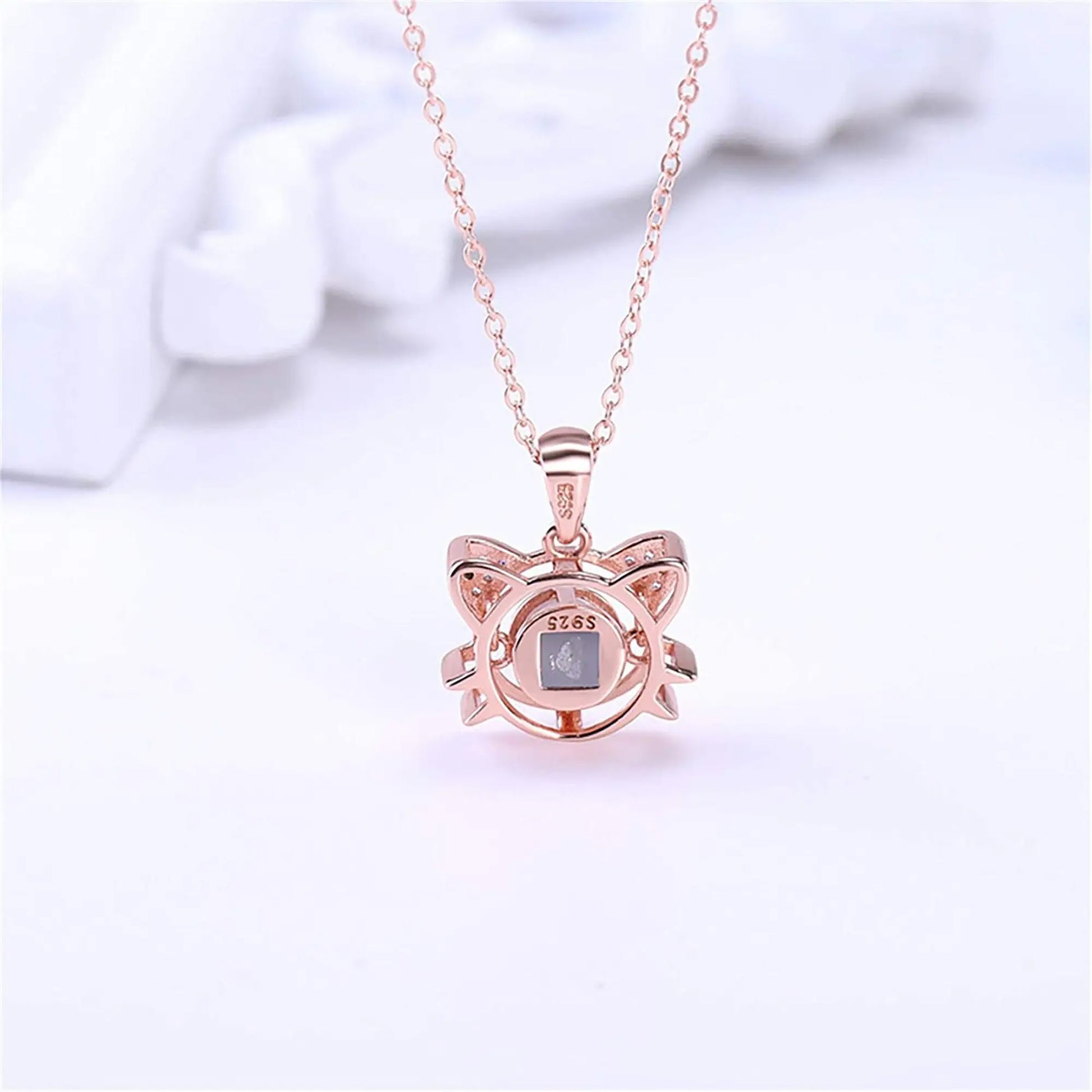 Cute Cat Shaped Projection Pendant Personalized Custom Photo Name Necklace nowadaysfashion
