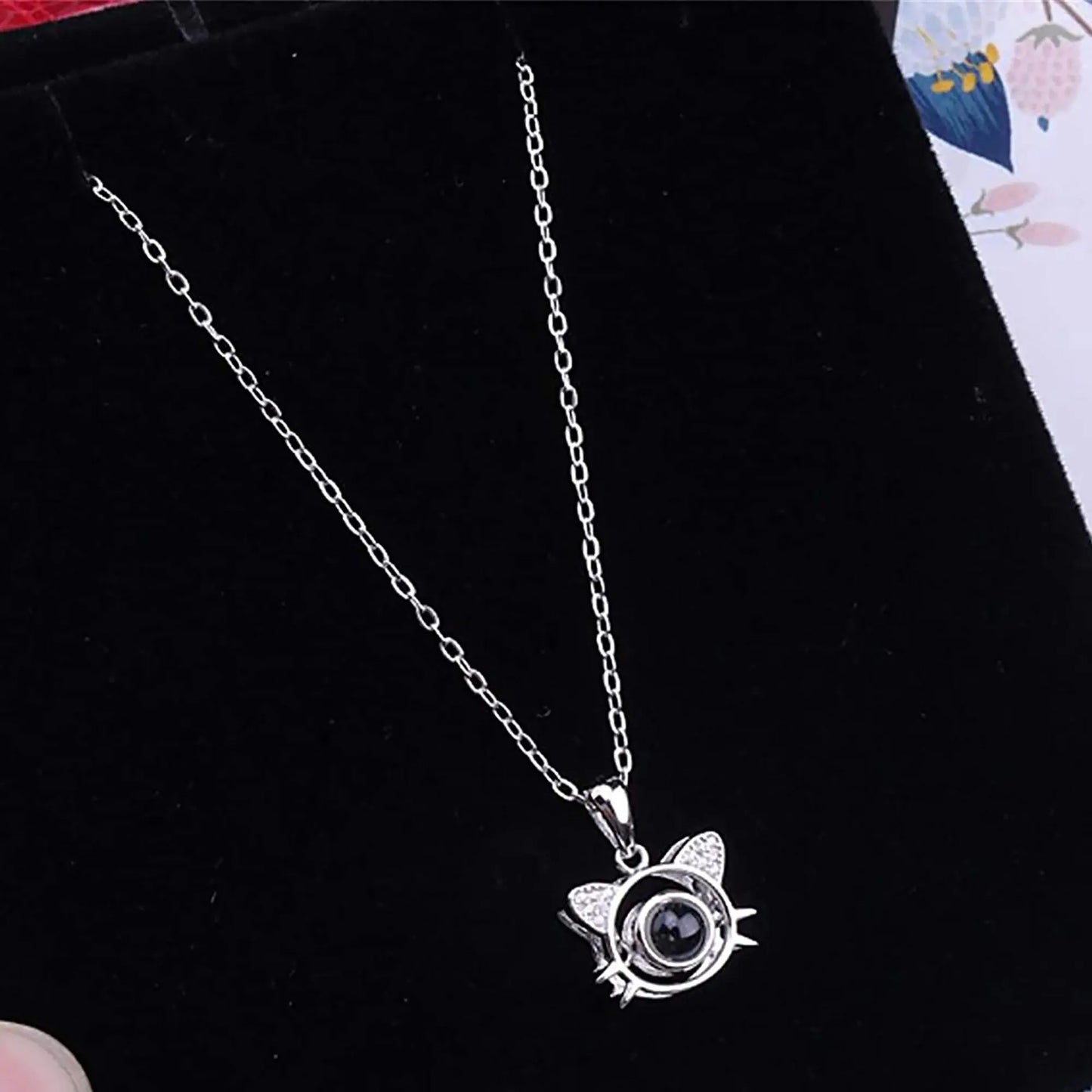 Cute Cat Shaped Projection Pendant Personalized Custom Photo Name Necklace nowadaysfashion