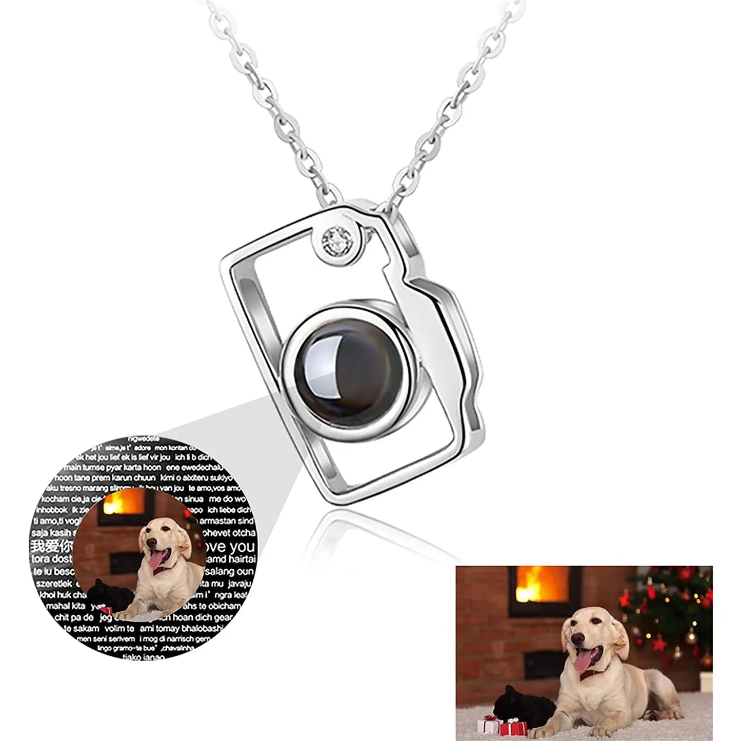 Personalized Classic Camera Shaped Projection Necklace Customized Photo Name Pendant nowadaysfashion