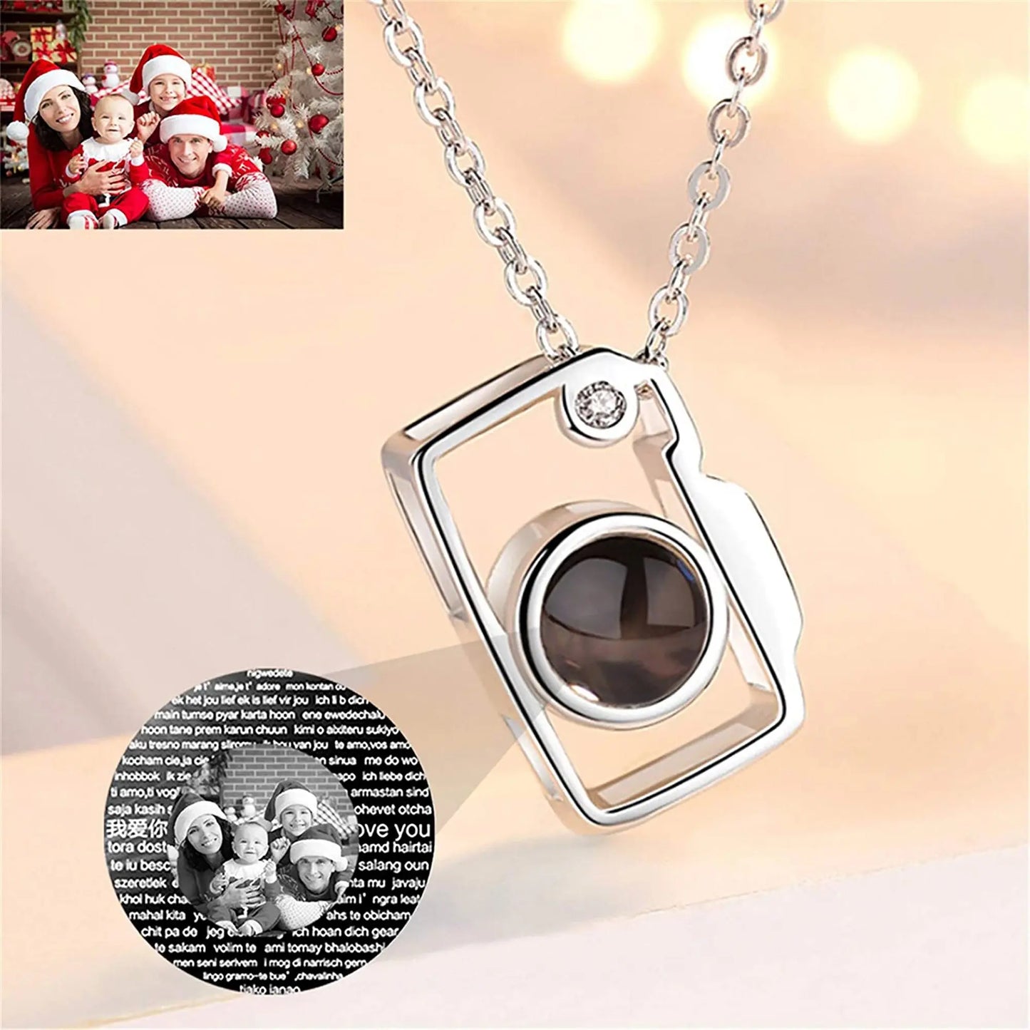 Personalized Classic Camera Shaped Projection Necklace Customized Photo Name Pendant nowadaysfashion